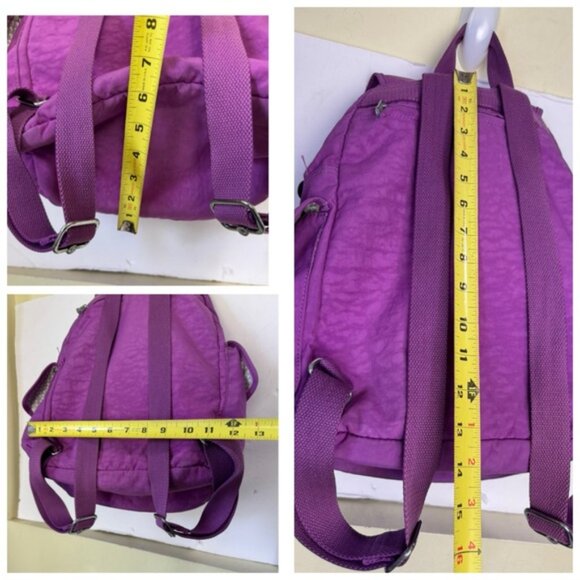 Kipling Ravier Medium Nylon Backpack Bag Pockets Monkey Lightweight Purple Charm - Picture 15 of 16